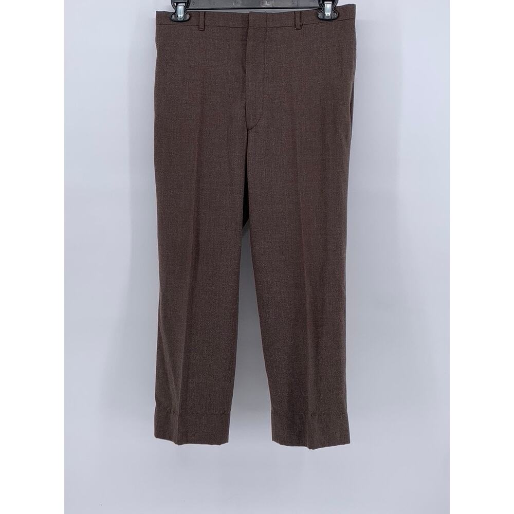 UNBRANDED Men's Brown Vintage Straight-Leg Dress Pants SZ 34